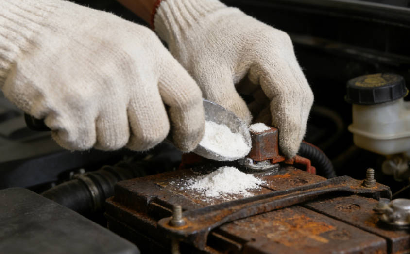 Apply baking soda paste to remove heavy corrosion if needed