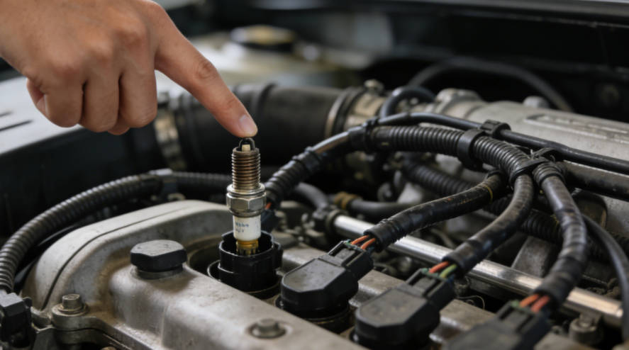 Remove the spark plug wires or ignition coils