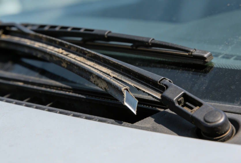 Slide the old blade off the wiper arm