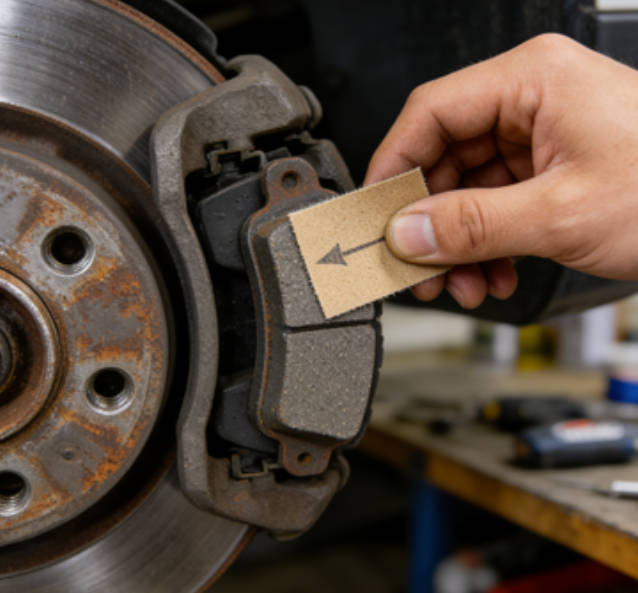 Accessing brake pads by removing caliper